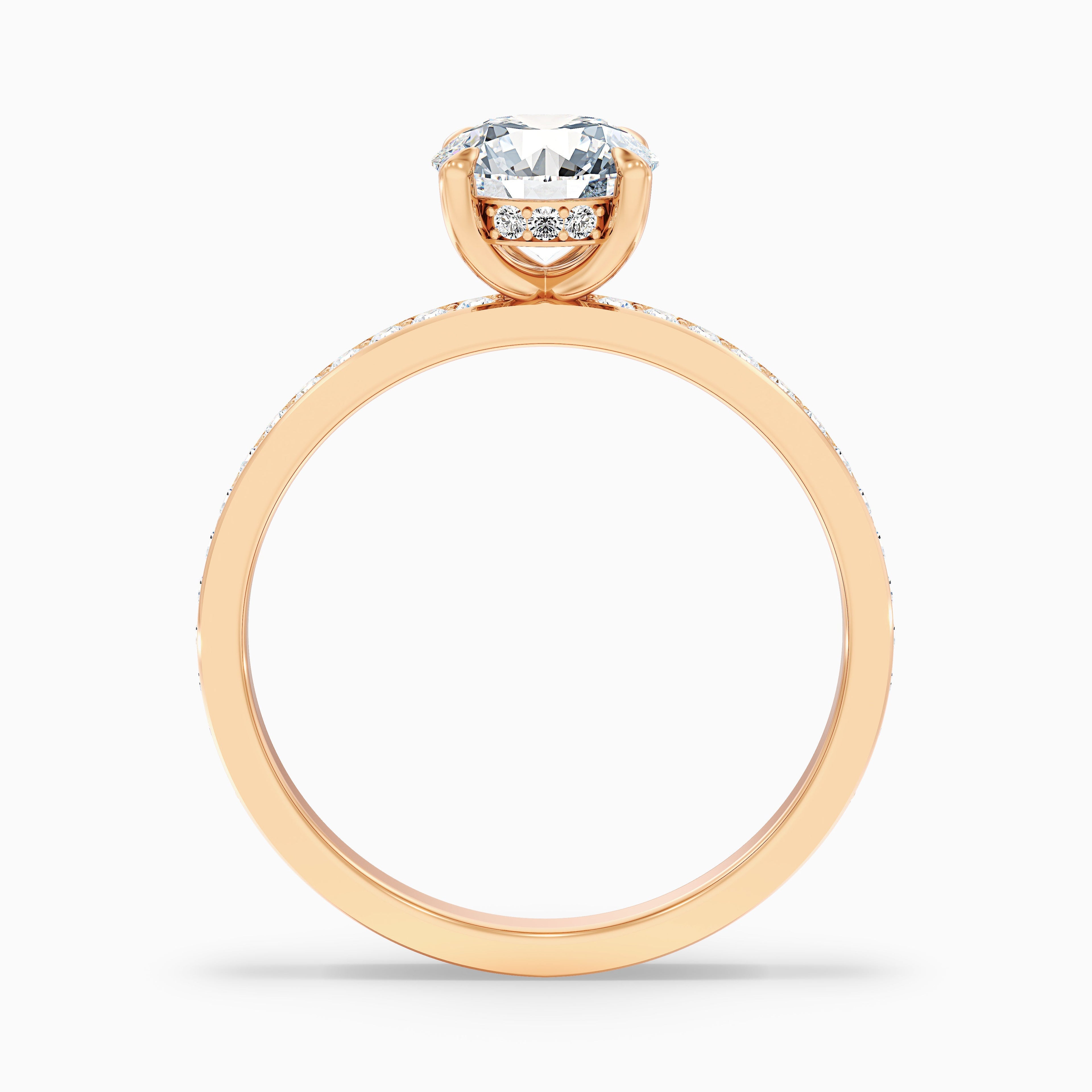 Cris 5 Carat Round Hidden Halo Pave Lab Grown Engagement Ring in 14k Yellow Gold  DestGlow