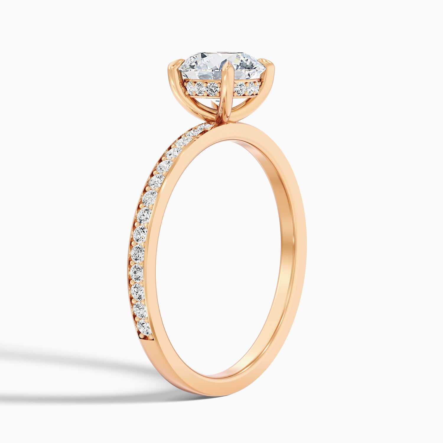 Cris 1 Carat Round Hidden Halo Pave Lab Grown Engagement Ring in 10k Yellow Gold