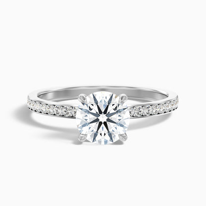 Cris 4 Carat Round Hidden Halo Pave Lab Grown Engagement Ring in 18k White Gold  DestGlow