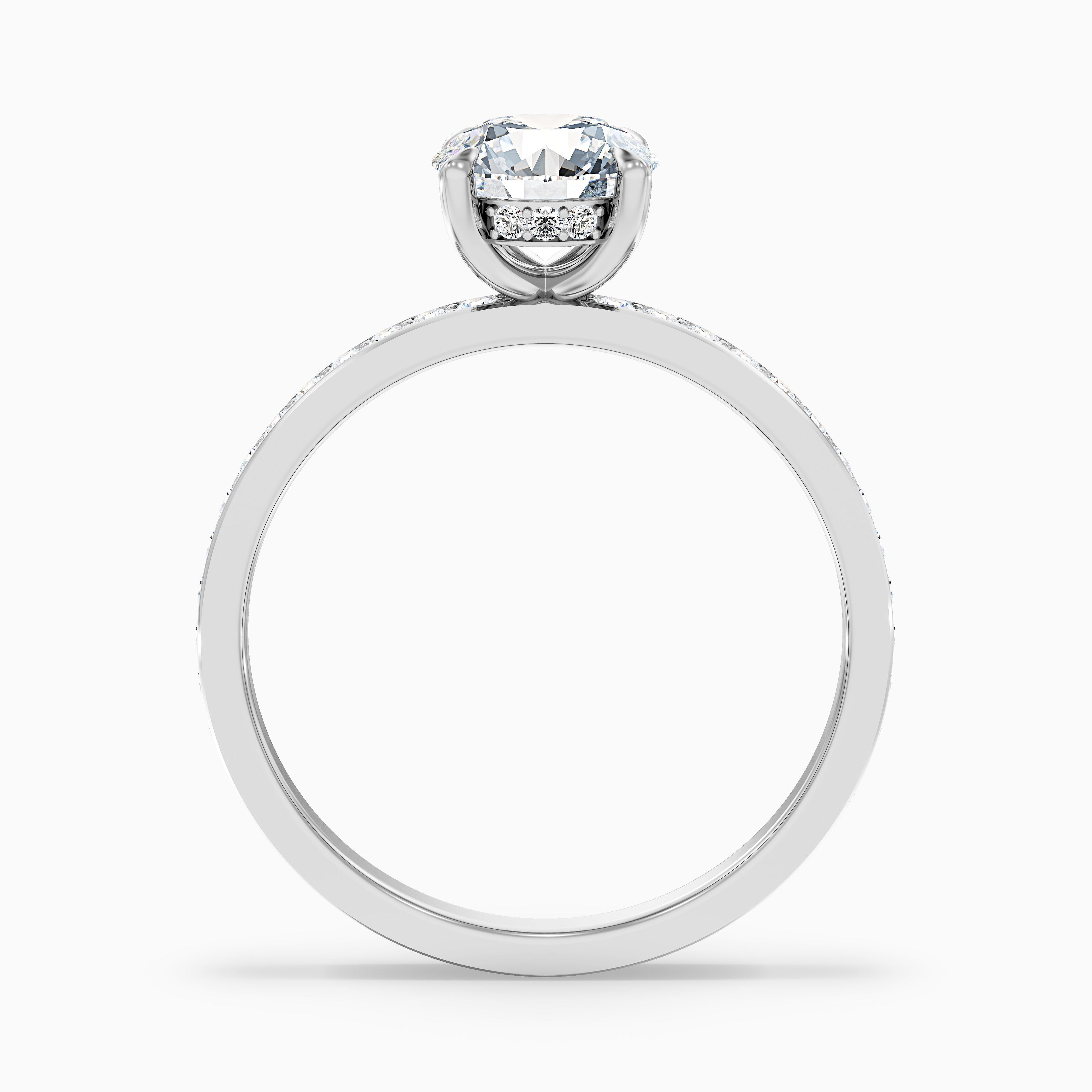Cris 4 Carat Round Hidden Halo Pave Lab Grown Engagement Ring in 18k Rose Gold  DestGlow