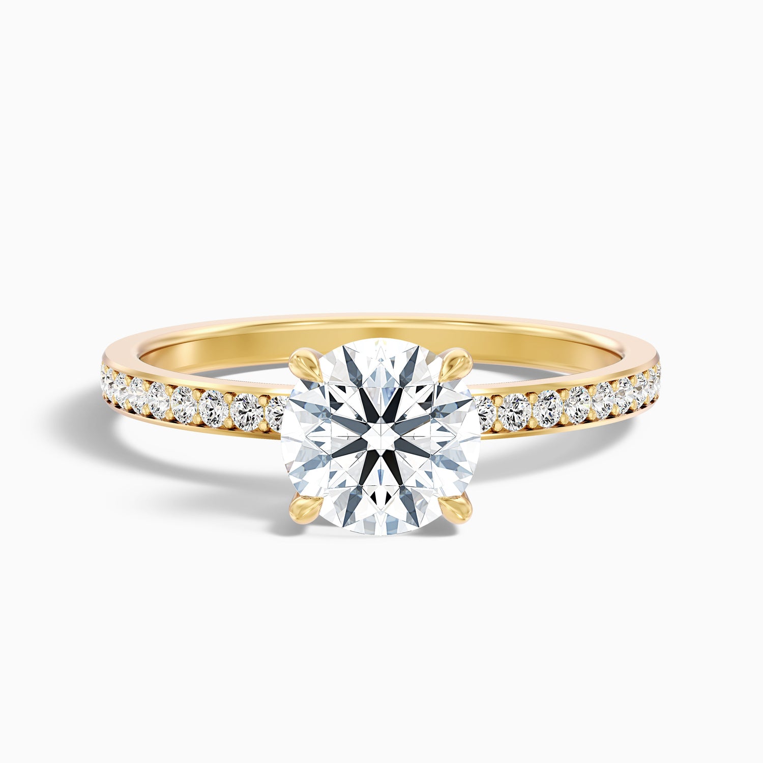 Cris 5 Carat Round Hidden Halo Pave Lab Grown Engagement Ring in 14k Yellow Gold  DestGlow