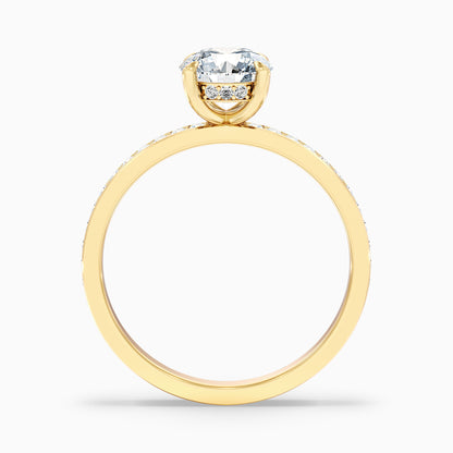 Juli 9 Carat Round Hidden Halo Pave Moissanite Diamond Ring in 10k Yellow Gold