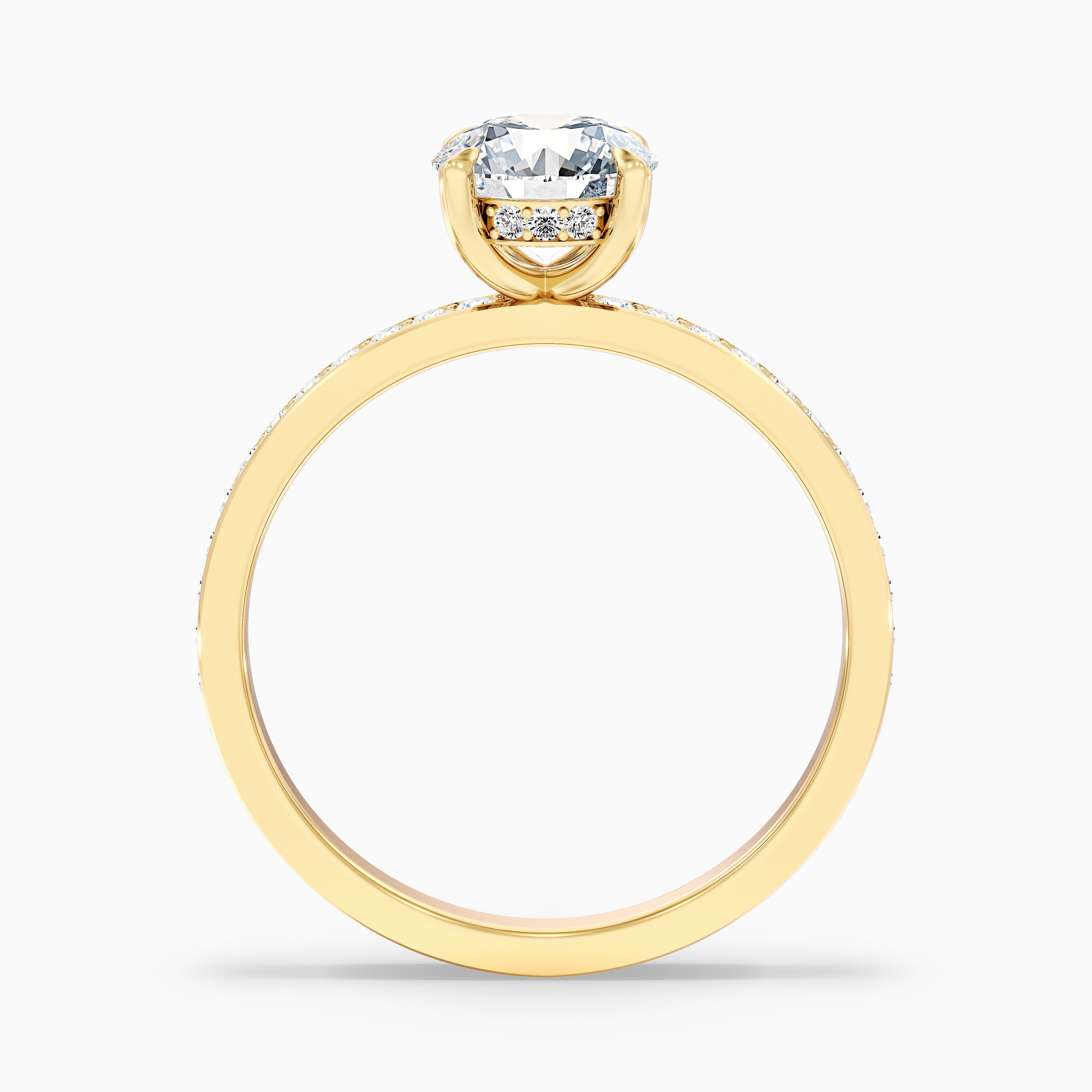 Juli 7 Carat Round Hidden Halo Pave Moissanite Diamond Ring in 10k Yellow Gold