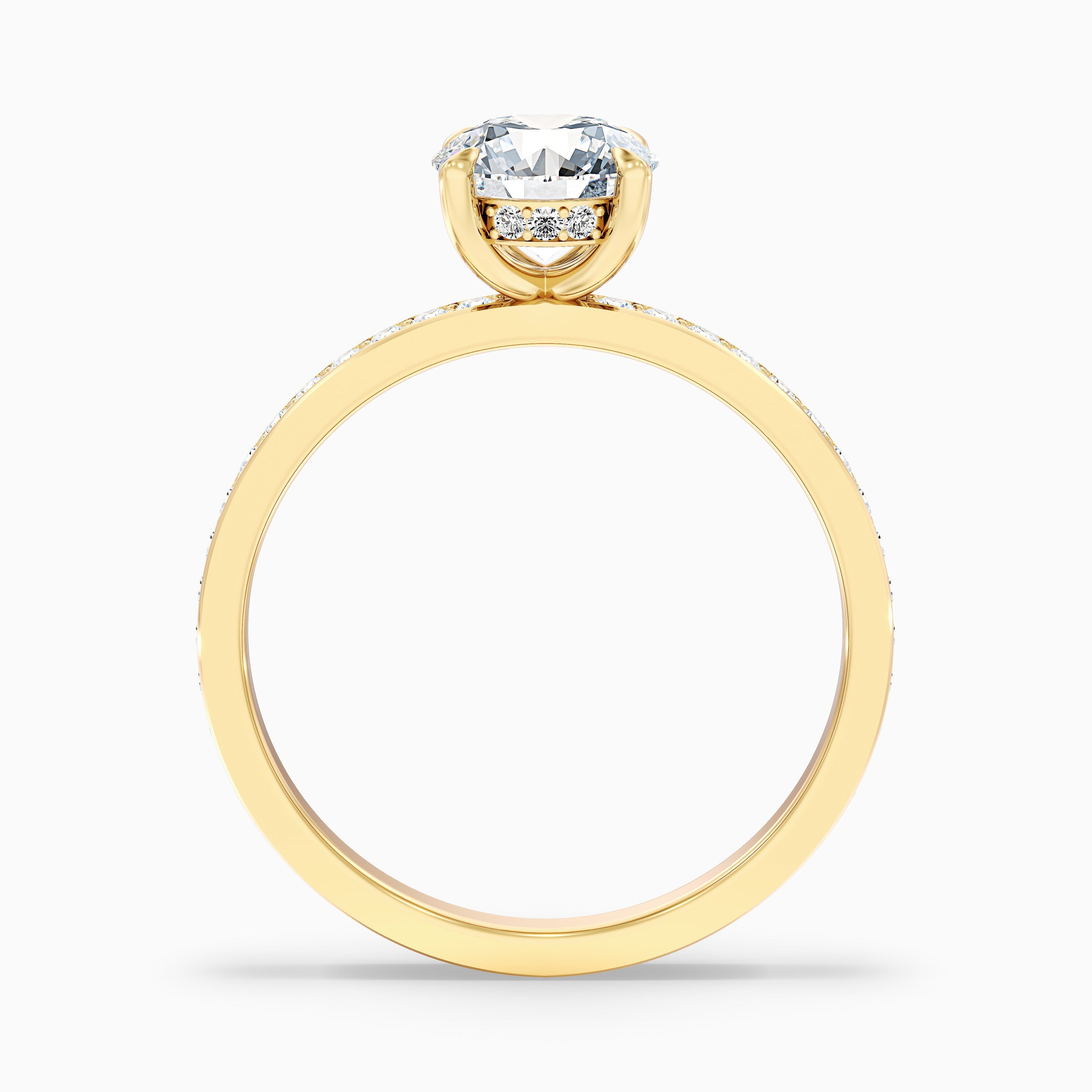 Julia 1.5 Carat Round Hidden Halo Pave Moissanite Diamond Ring in 14k White Gold