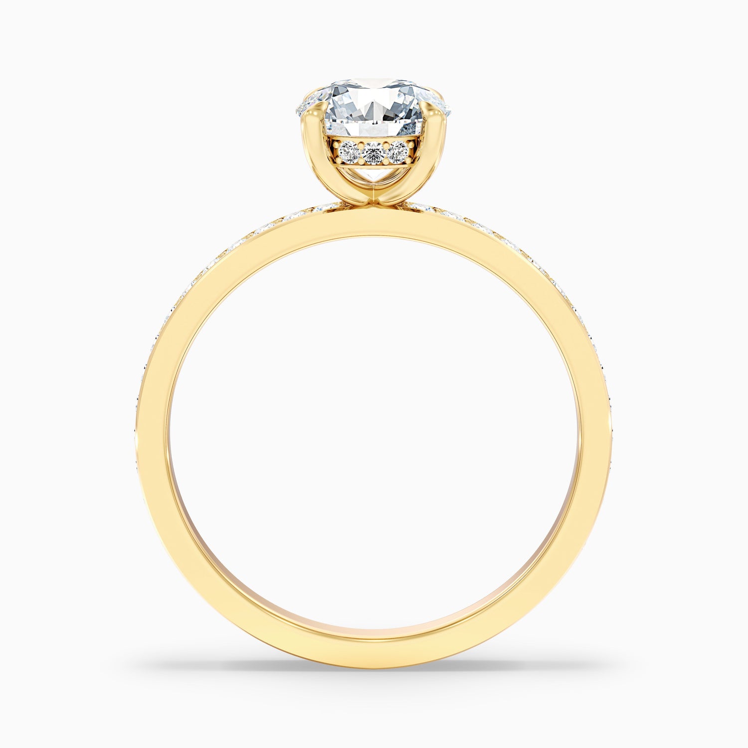 Juli 10 Carat Round Hidden Halo Pave Moissanite Diamond Ring in 10k Yellow Gold  DestGlow