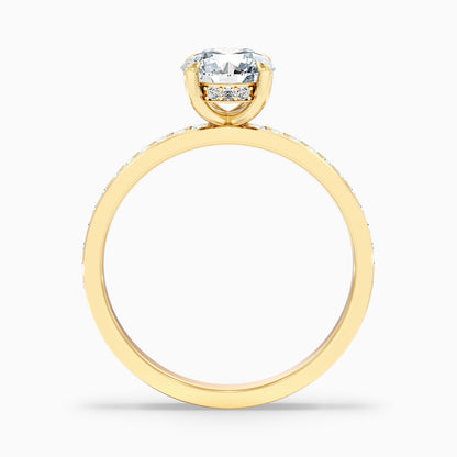 Julia 1 Carat Round Hidden Halo Pave Moissanite Diamond Ring in 14k White Gold