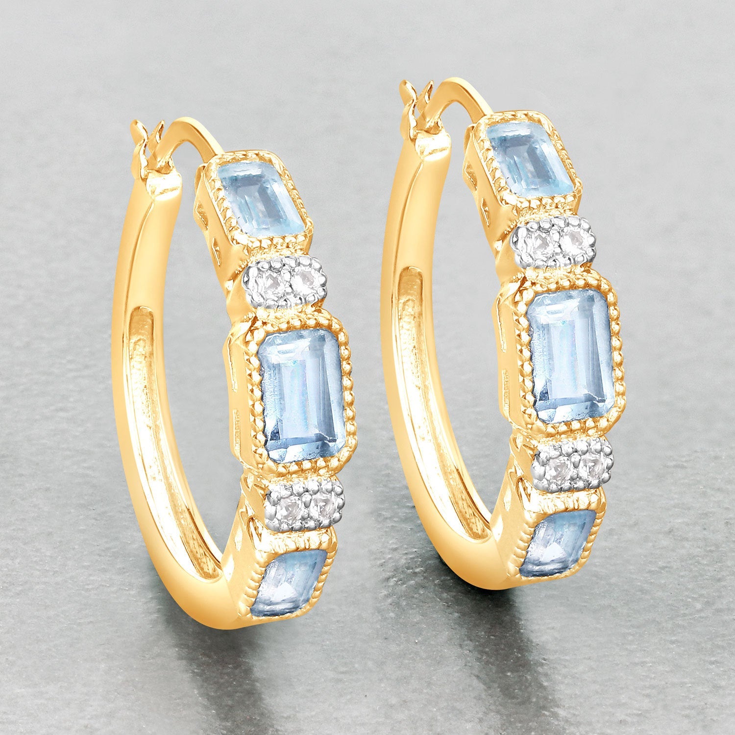 2.66 Carat Genuine Blue Topaz and White Topaz .925 Sterling Silver Earrings by Bids.com