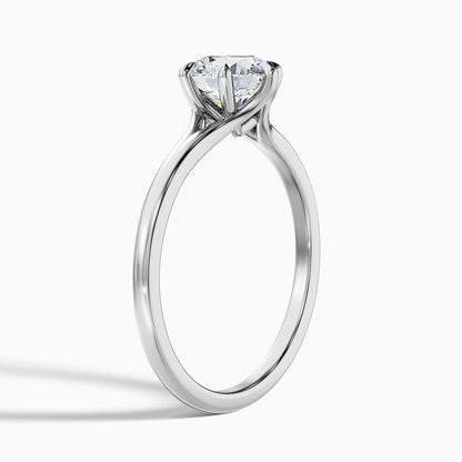 June 2.5 Carat Round Solitaire Moissanite Diamond Ring in 14k White Gold