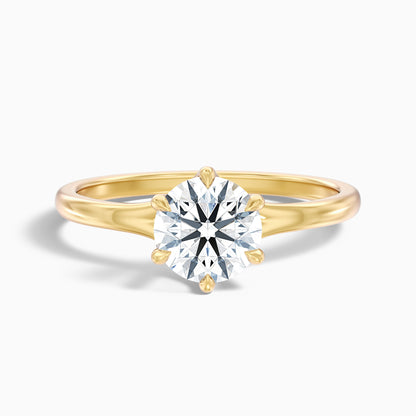 June 5 Carat Round Solitaire Moissanite Diamond Ring in Platinum