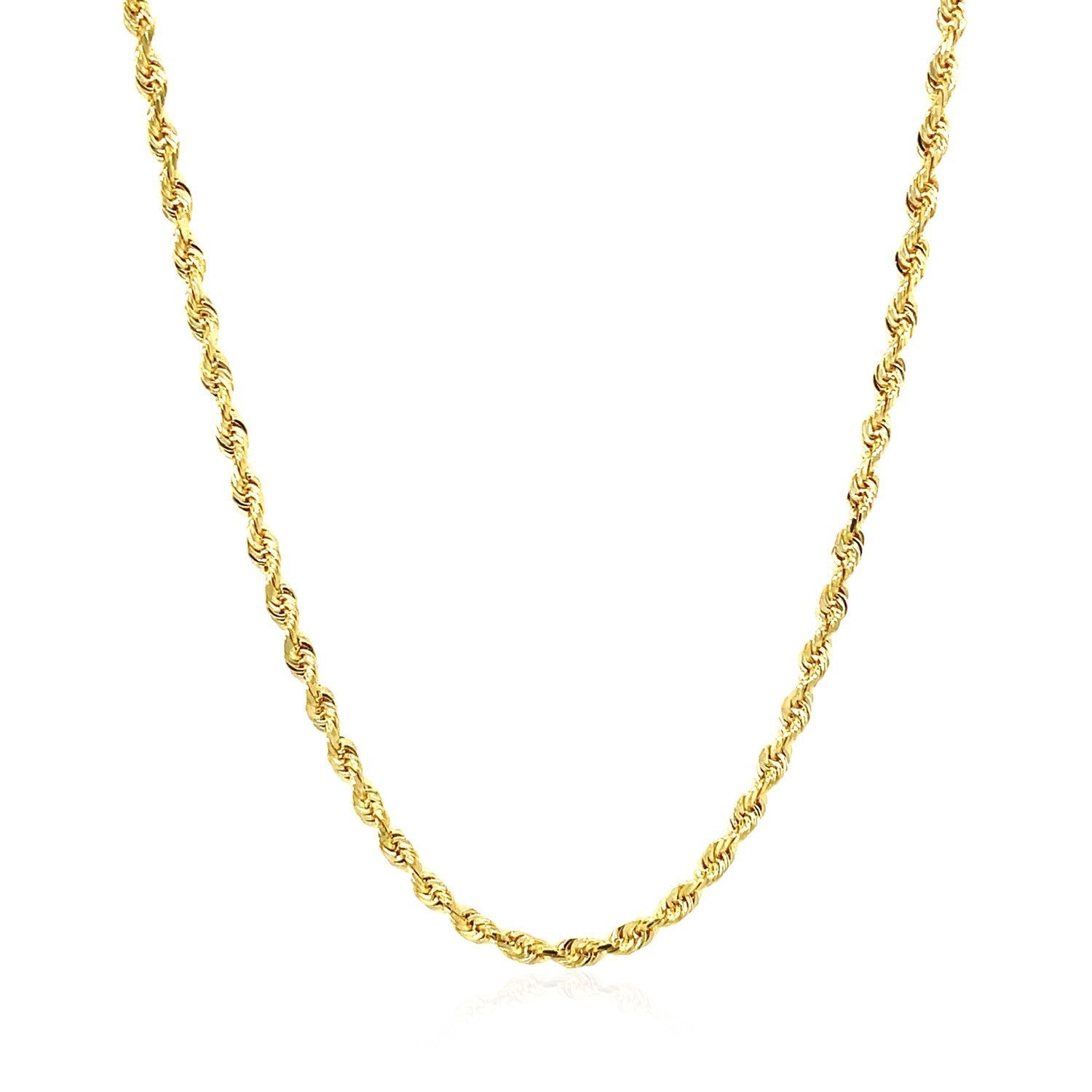 2.5mm 14k Yellow Gold Solid Diamond Cut Rope Chain by Bids.com