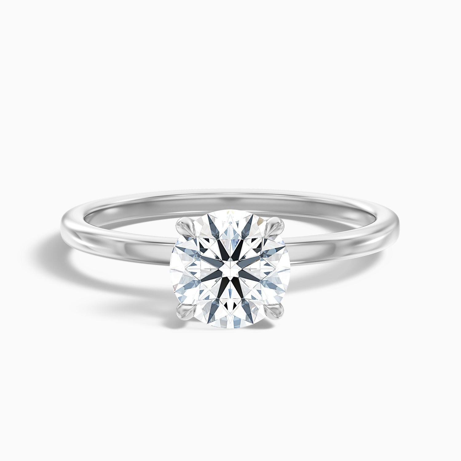 Jany 3.5 Carat Round Cut Solitaire Moissanite Diamond Ring in 18k White Gold