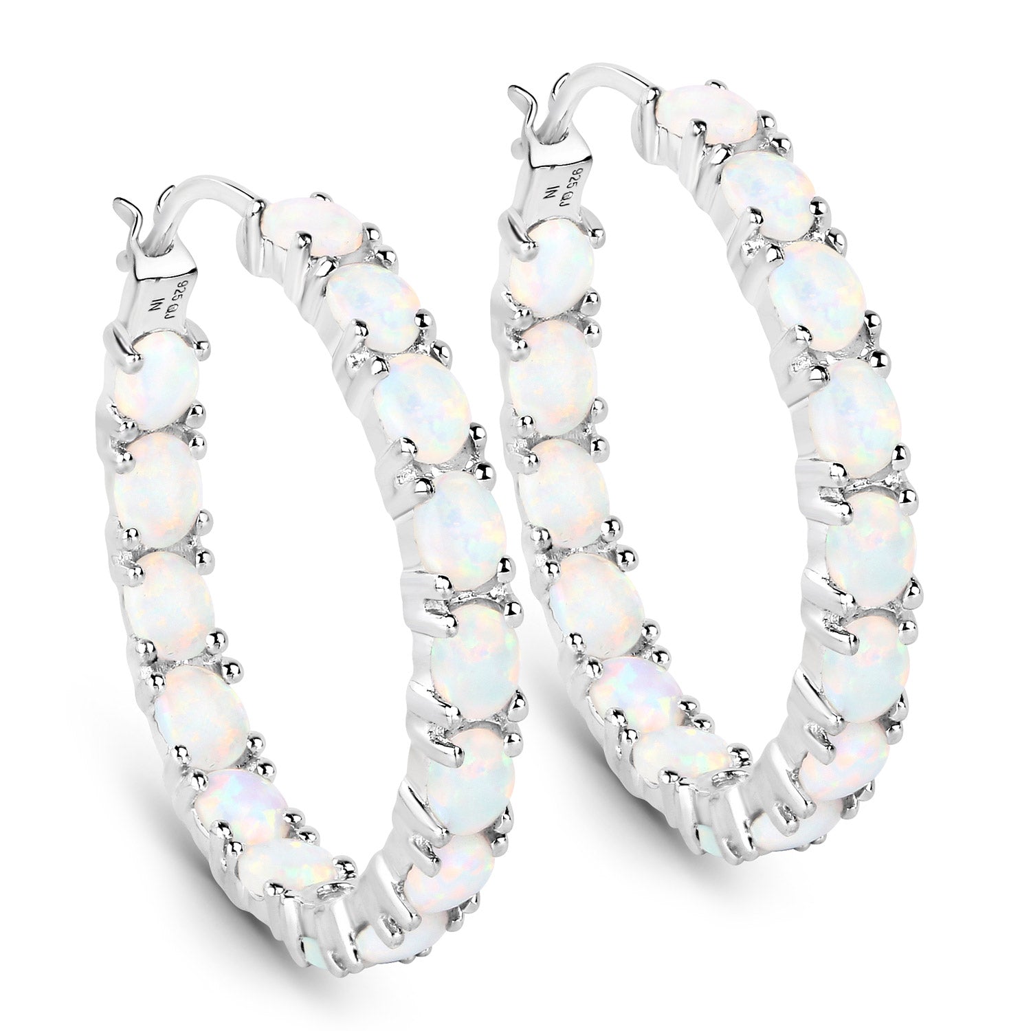 2.05 Carat Genuine Created Opal .925 Sterling Silver Earrings  DestGlow