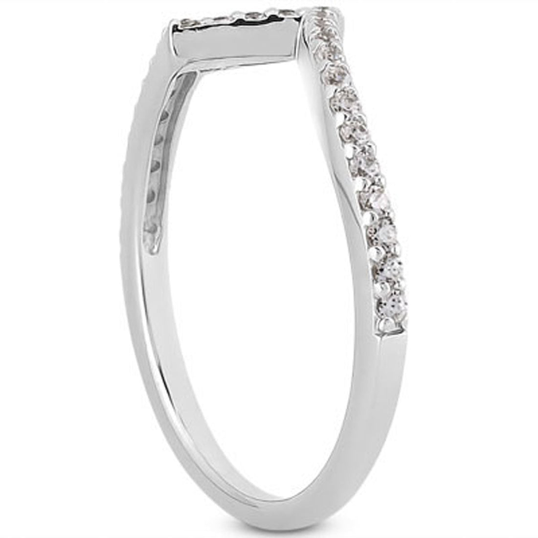 14k White Gold Fancy Zig Zag Pave Diamond Wedding Ring Band by Bids.com