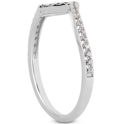14k White Gold Fancy Zig Zag Pave Diamond Wedding Ring Band by Bids.com