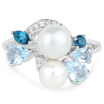 4.96 Carat Genuine Multi Stones .925 Sterling Silver Ring by Bids.com