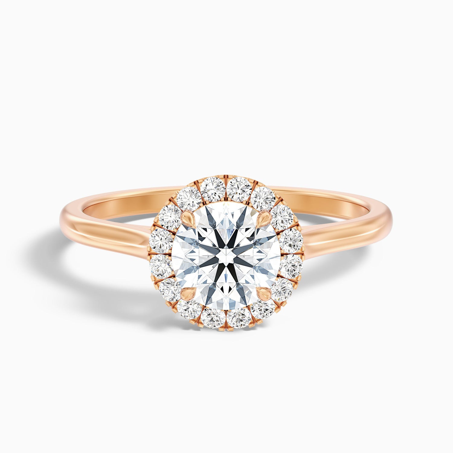 Helyn 2 Carat Round Halo Lab Grown Engagement Ring in 18k Rose Gold