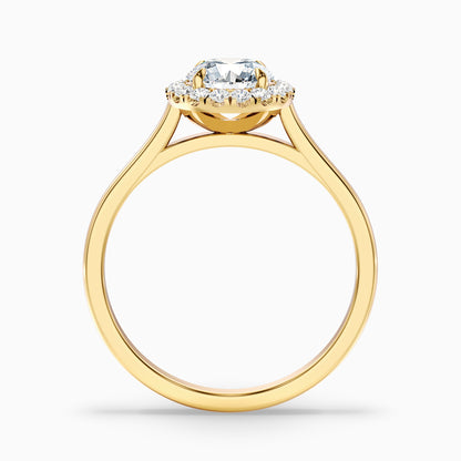 Iva 5 Carat Round Halo Moissanite Diamond Ring in 14k Yellow Gold