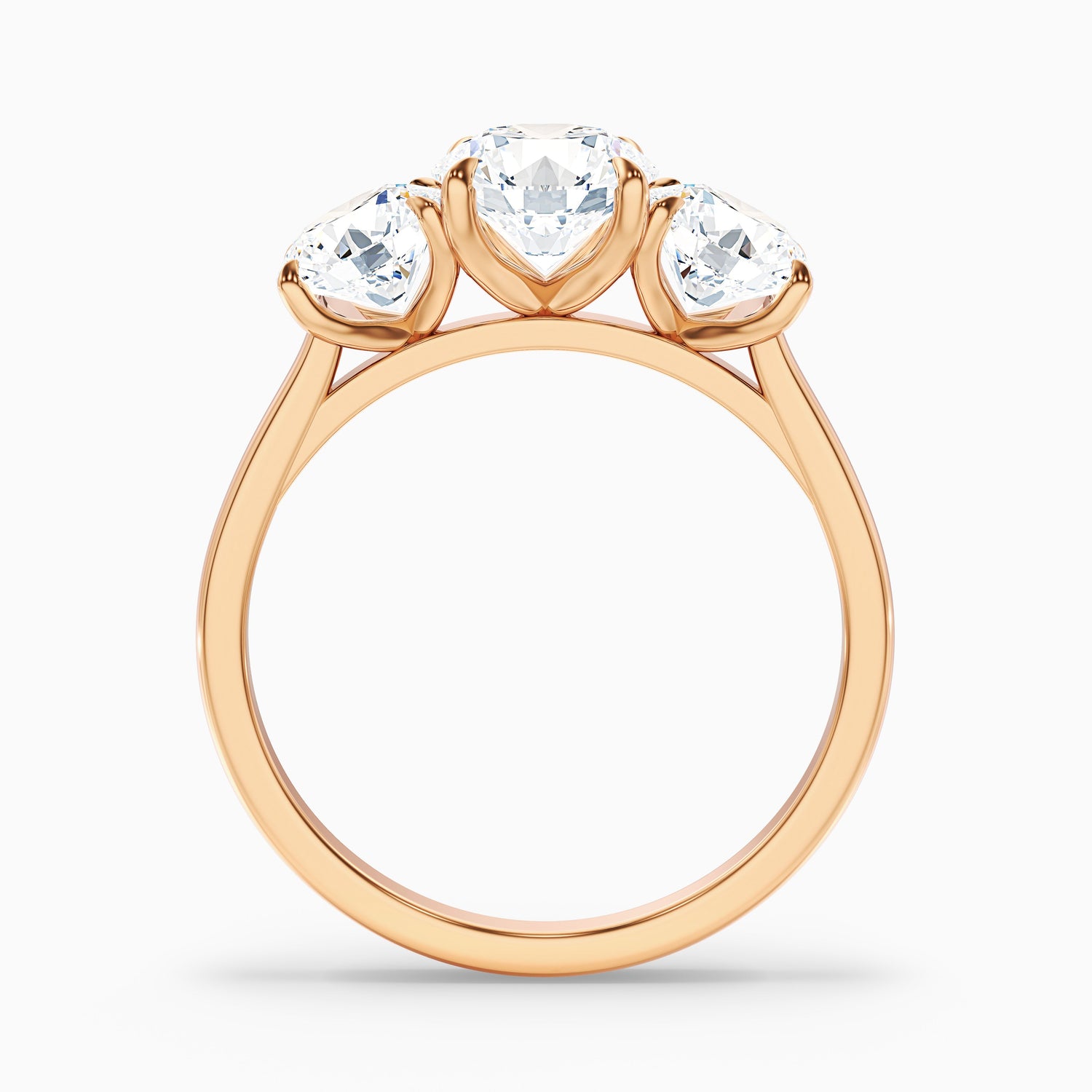 Iara 2 Carat Round Three Stone Lab Grown Engagement Ring in 10k Rose Gold