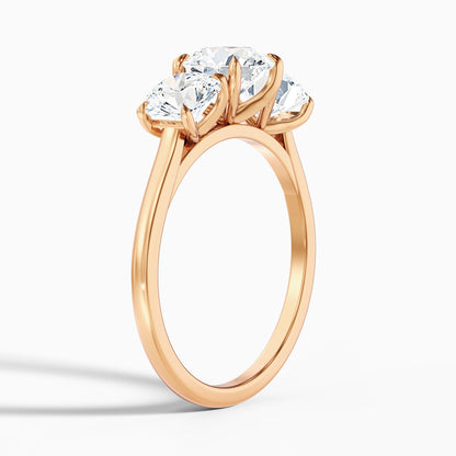 Iris 1.5 Carat Round Three Stone Moissanite Diamond Ring in 14k Yellow Gold