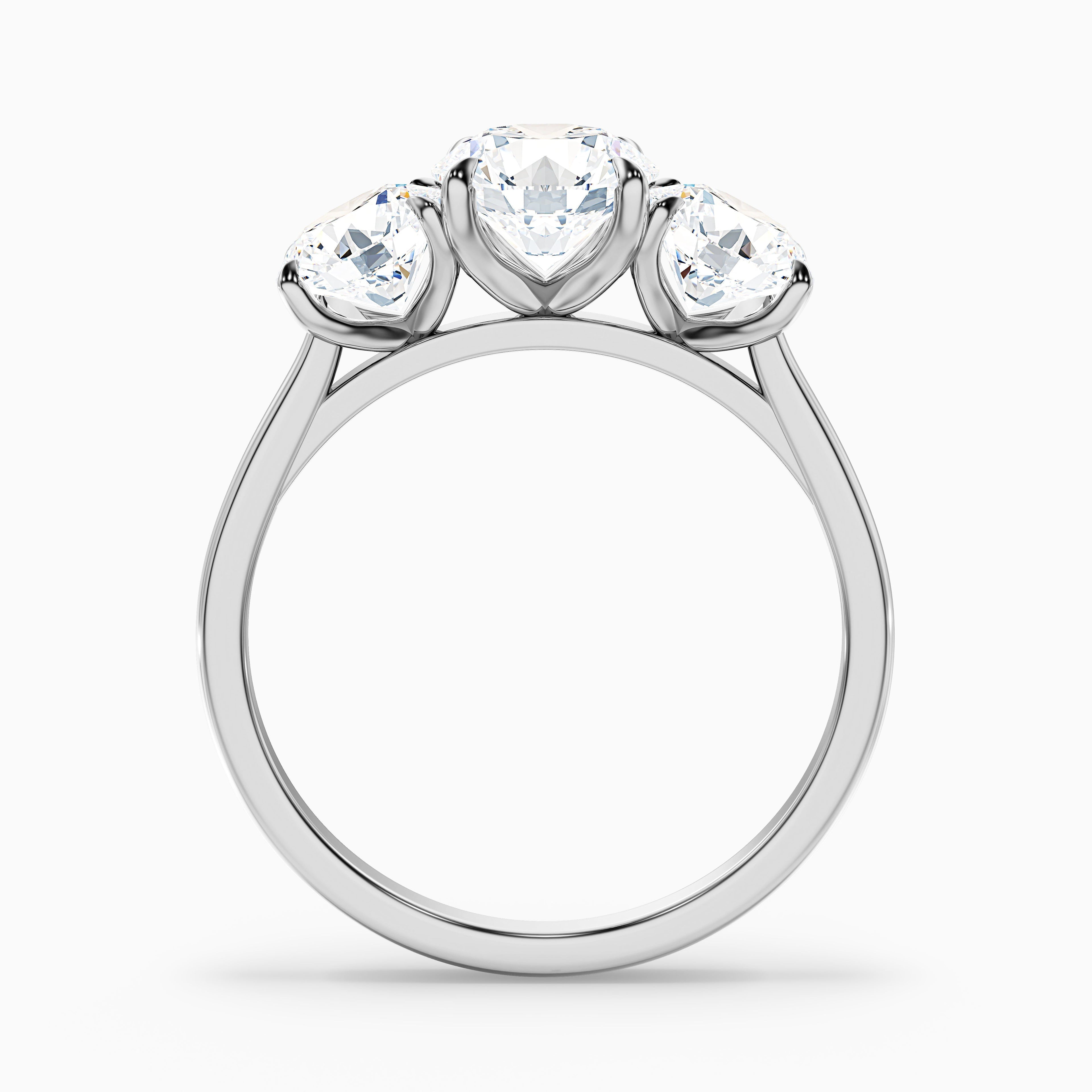 Iara 1 Carat Round Three Stone Lab Grown Engagement Ring in 14k Yellow Gold