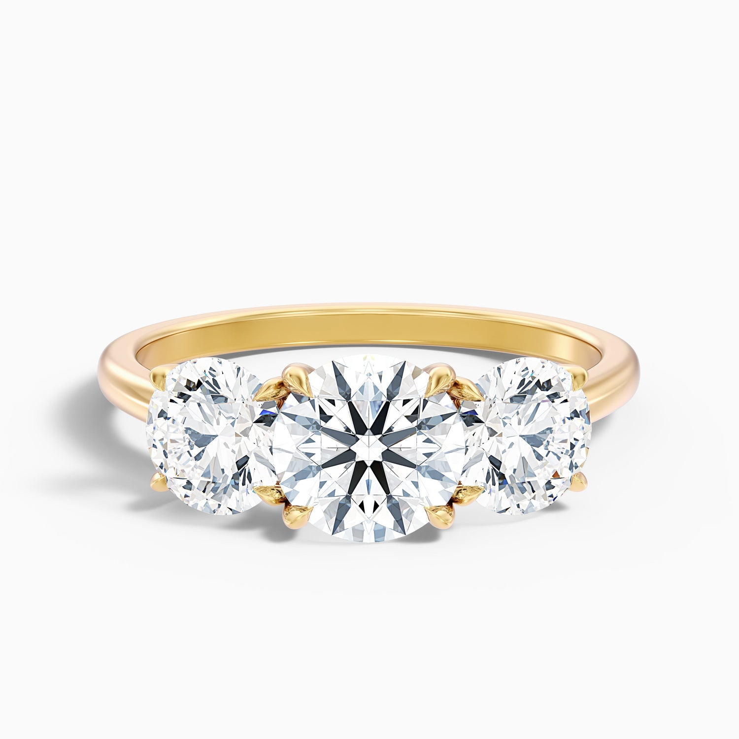 Iara 1 Carat Round Three Stone Lab Grown Engagement Ring in Platinum