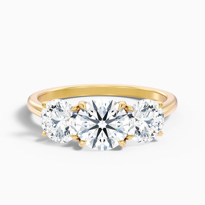Iara 2 Carat Round Three Stone Lab Grown Engagement Ring in 10k Rose Gold