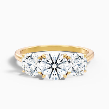Iris 1 Carat Round Three Stone Moissanite Diamond Ring in 925 Sterling Silver