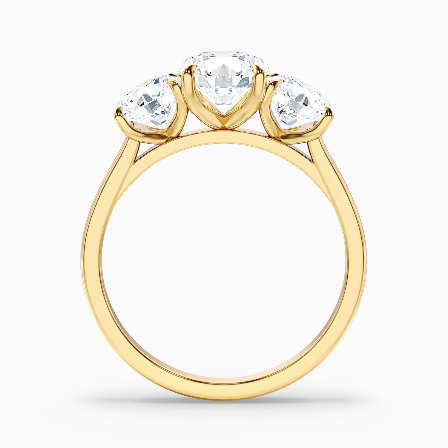 Iara 1 Carat Round Three Stone Lab Grown Engagement Ring in 14k Yellow Gold