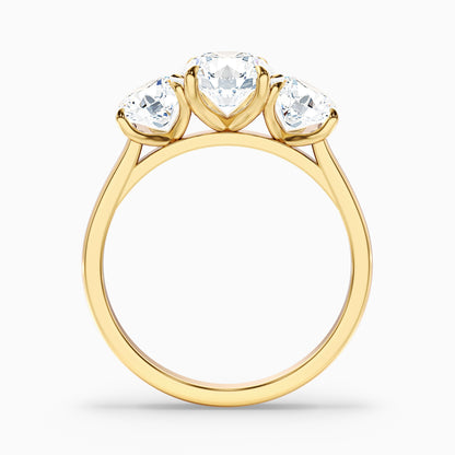 Iara 1 Carat Round Three Stone Lab Grown Engagement Ring in 14k Yellow Gold