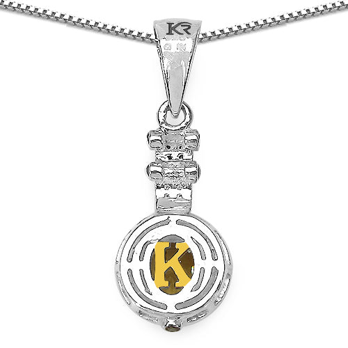 1.00 Carat Genuine Citrine, Champagne Diamond &amp; White Diamond .925 Sterling Silver Pendant by Bids.com
