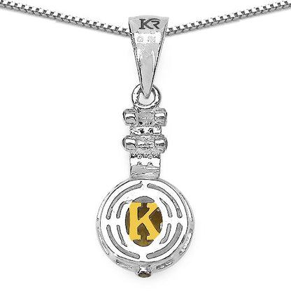 1.00 Carat Genuine Citrine, Champagne Diamond &amp; White Diamond .925 Sterling Silver Pendant by Bids.com