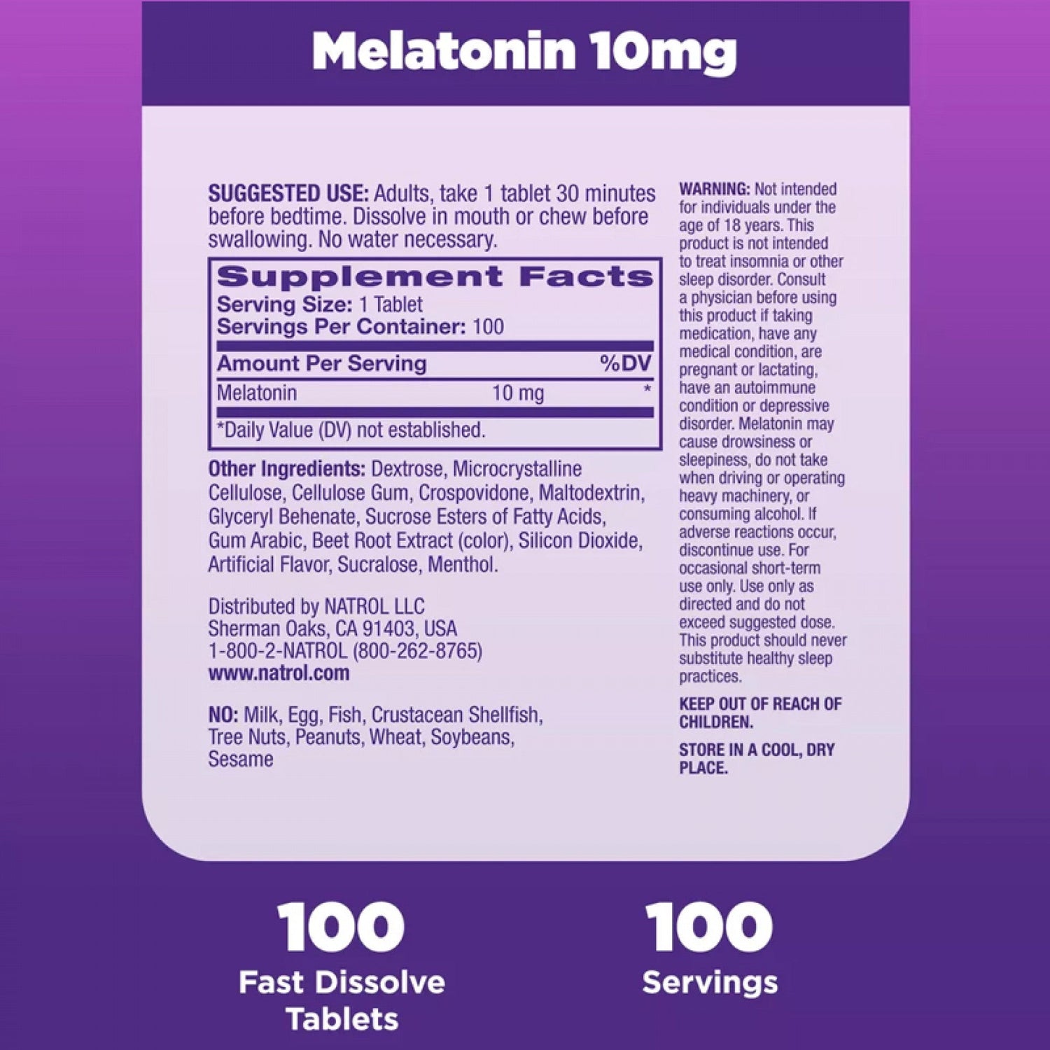 Natrol Melatonin Fast Dissolve Tablets 10mg – Strawberry – 100 Count by Top Vita Shop