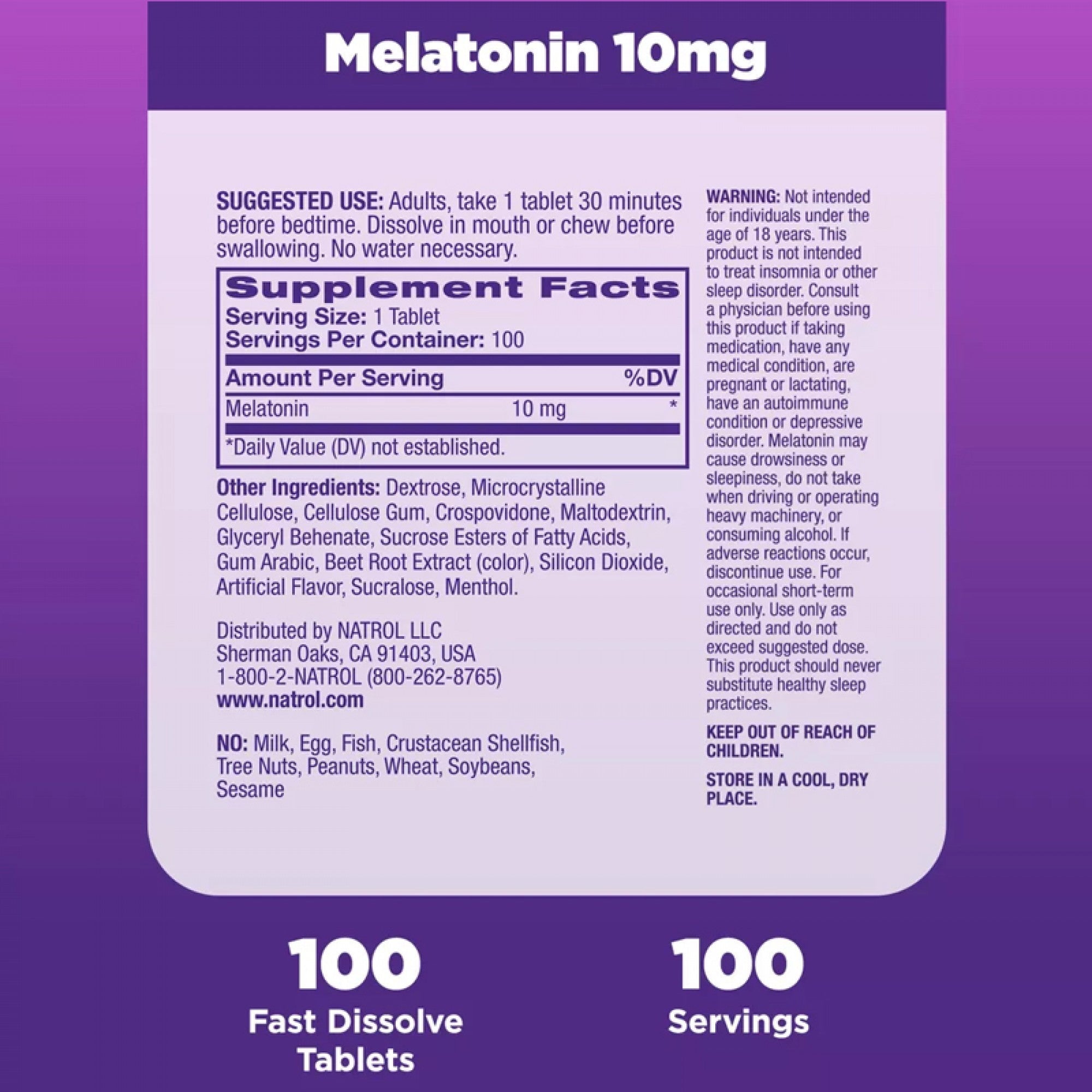 Natrol Melatonin Fast Dissolve Tablets 10mg – Strawberry – 100 Count by Top Vita Shop