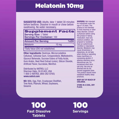 Natrol Melatonin Fast Dissolve Tablets 10mg – Strawberry – 100 Count by Top Vita Shop