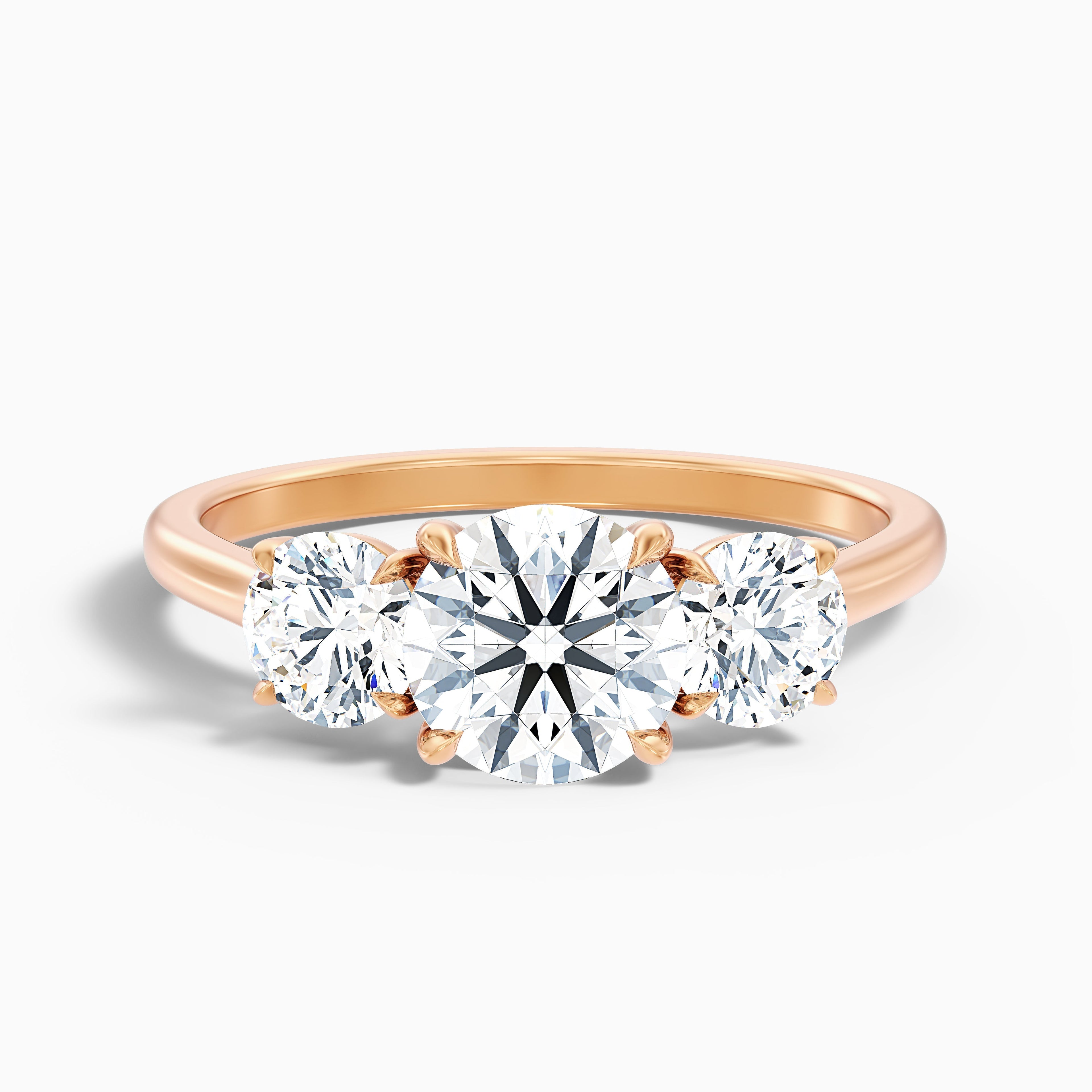 Ira 2 Carat Round Three Stone Lab Grown Engagement Ring in Platinum