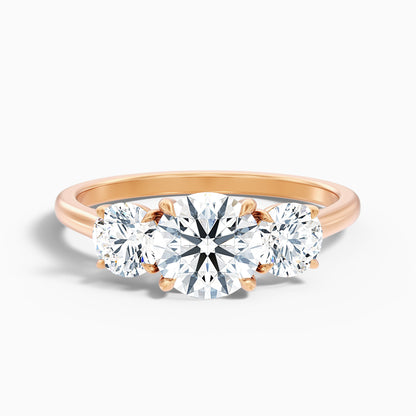 Hana 1.5 Carat Round Three Stone Moissanite Diamond Ring in 10k White Gold
