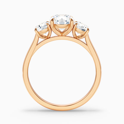 Ira 4.5 Carat Round Three Stone Lab Grown Engagement Ring in 10k Rose Gold