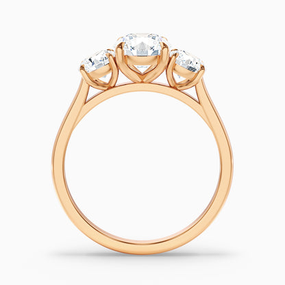 Hana 4 Carat Round Three Stone Moissanite Diamond Ring in 10k Rose Gold