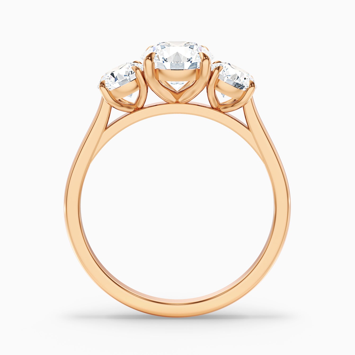 Hana 3.5 Carat Round Three Stone Moissanite Diamond Ring in 14k Yellow Gold