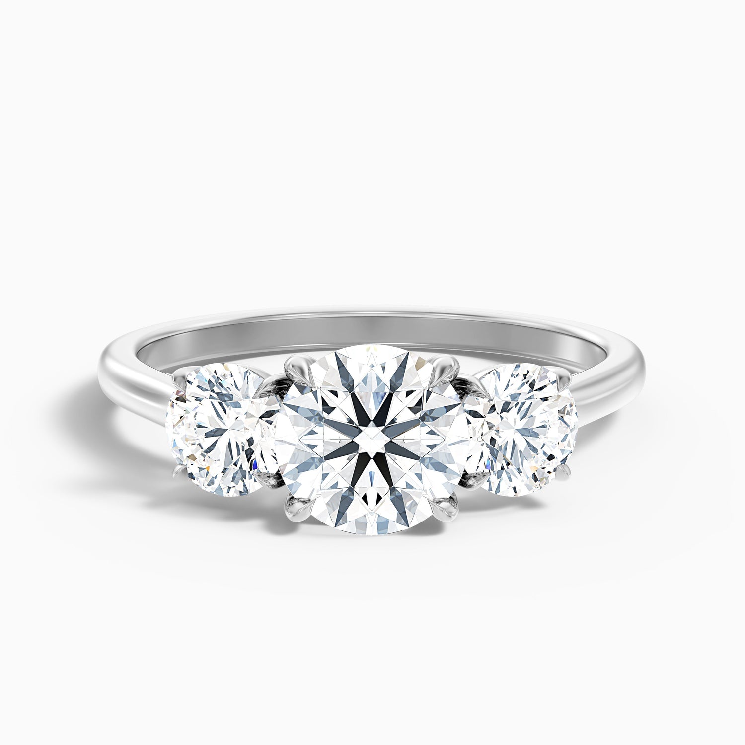Ira 4 Carat Round Three Stone Lab Grown Engagement Ring in 10k White Gold