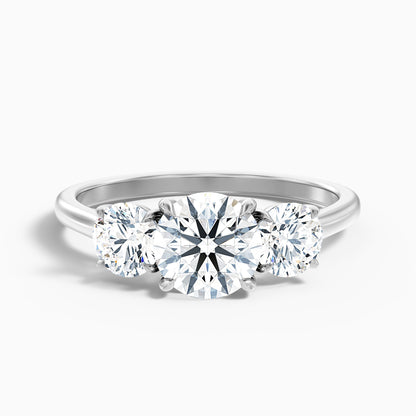 Ira 4 Carat Round Three Stone Lab Grown Engagement Ring in 10k White Gold