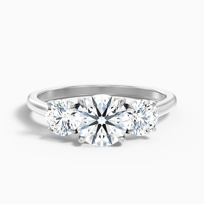 Ira 1 Carat Round Three Stone Lab Grown Engagement Ring in 14k Rose Gold