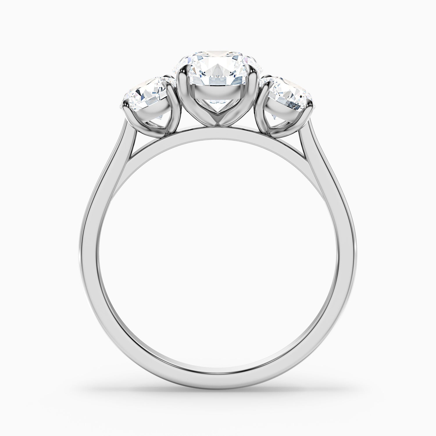 Ira 5 Carat Round Three Stone Lab Grown Engagement Ring in 925 Sterling Silver