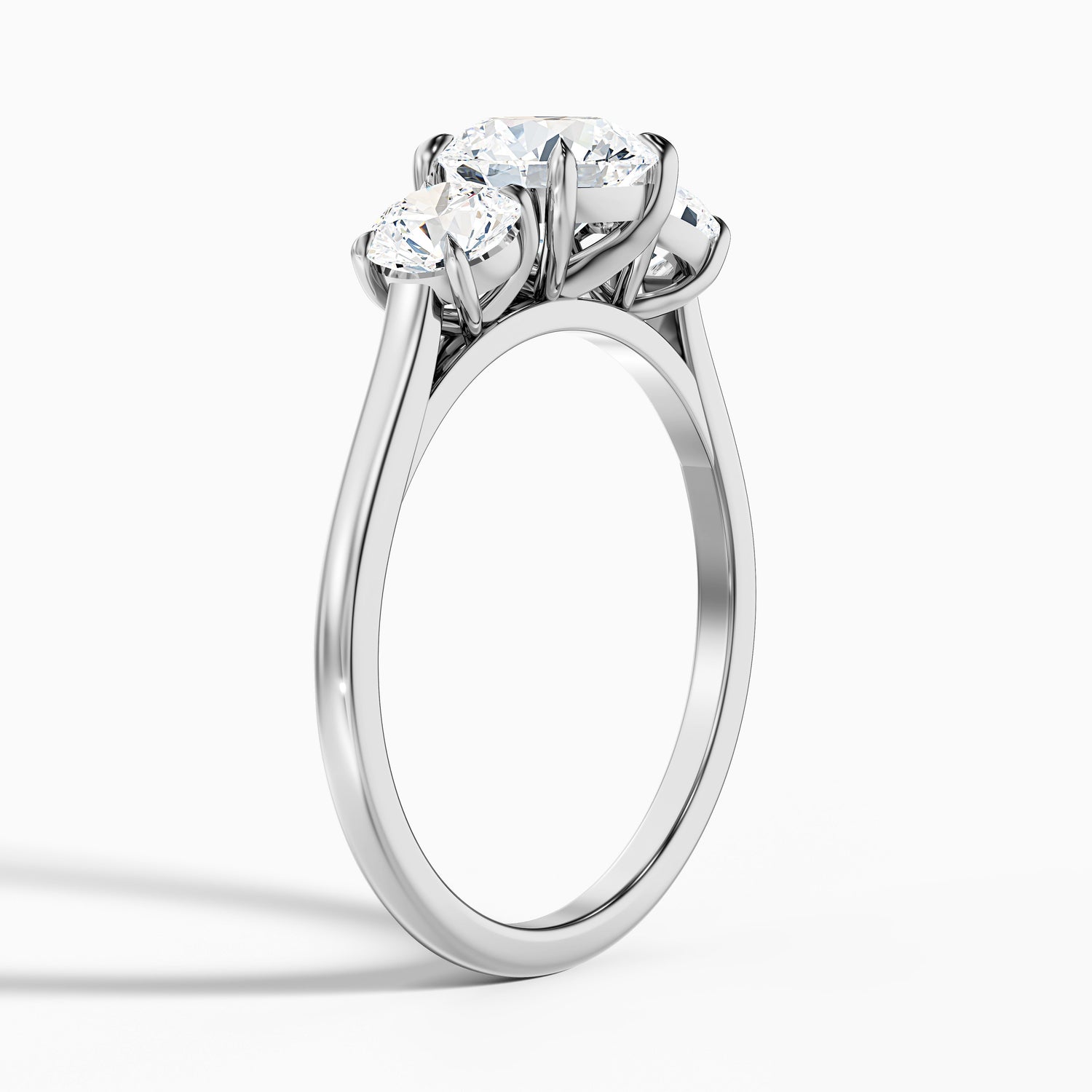 Ira 2.5 Carat Round Three Stone Lab Grown Engagement Ring in 18k Yellow Gold