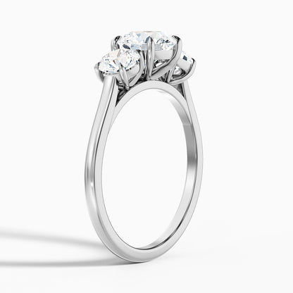 Ira 2.5 Carat Round Three Stone Lab Grown Engagement Ring in 18k Yellow Gold