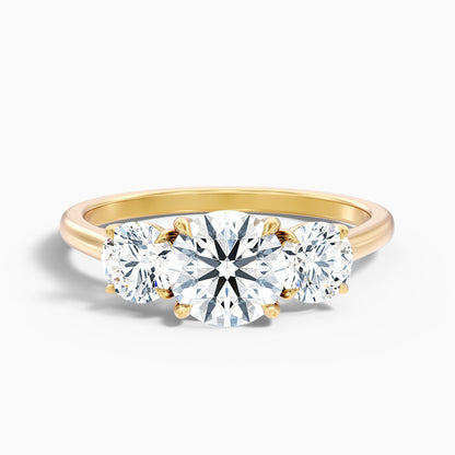 Ira 4 Carat Round Three Stone Lab Grown Engagement Ring in 14k Yellow Gold