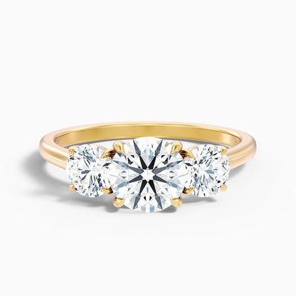 Ira 1.5 Carat Round Three Stone Lab Grown Engagement Ring in 10k Rose Gold