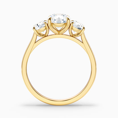 Hana 2 Carat Round Three Stone Moissanite Diamond Ring in 14k Rose Gold