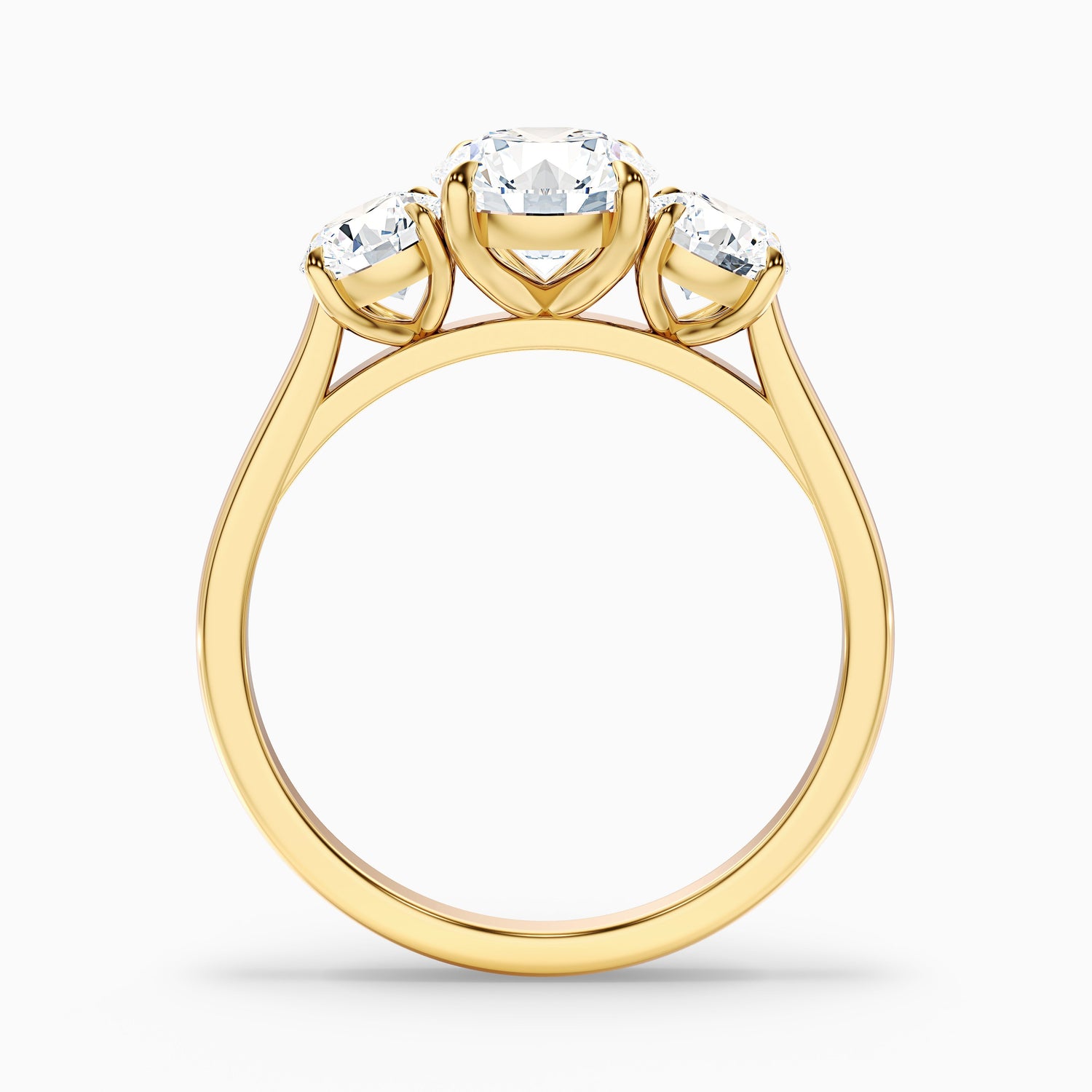 Ira 4.5 Carat Round Three Stone Lab Grown Engagement Ring in 18k Yellow Gold
