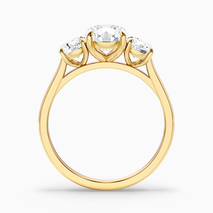Ira 4.5 Carat Round Three Stone Lab Grown Engagement Ring in 18k Yellow Gold